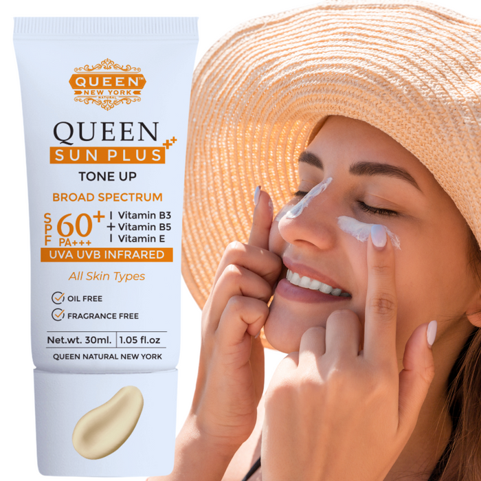 Pack of 2 QUEEN SUN PLUS | Tone Up SunScreen SPF 60 PA+++Primer-Anti Aging, Face Moisturizer- Vitamin B3, B5, E- Non-Greasy, Silky Touch, Instant dry-oil free, fragrance free by QUEEN NATURAL NEW YORK